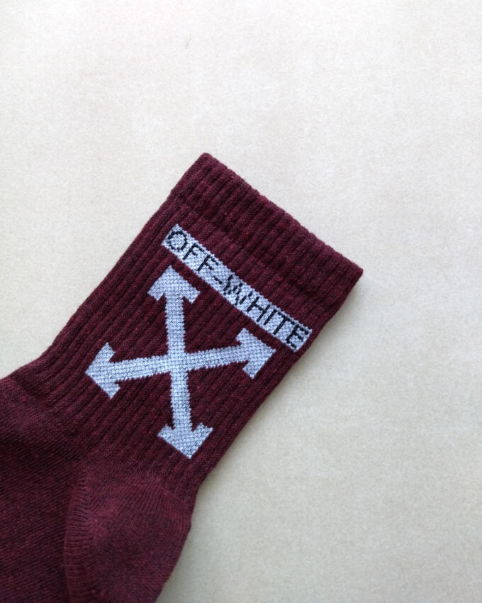 Шкарпетки чоловічі «OFF-WHITE», напівкороткі, бордові